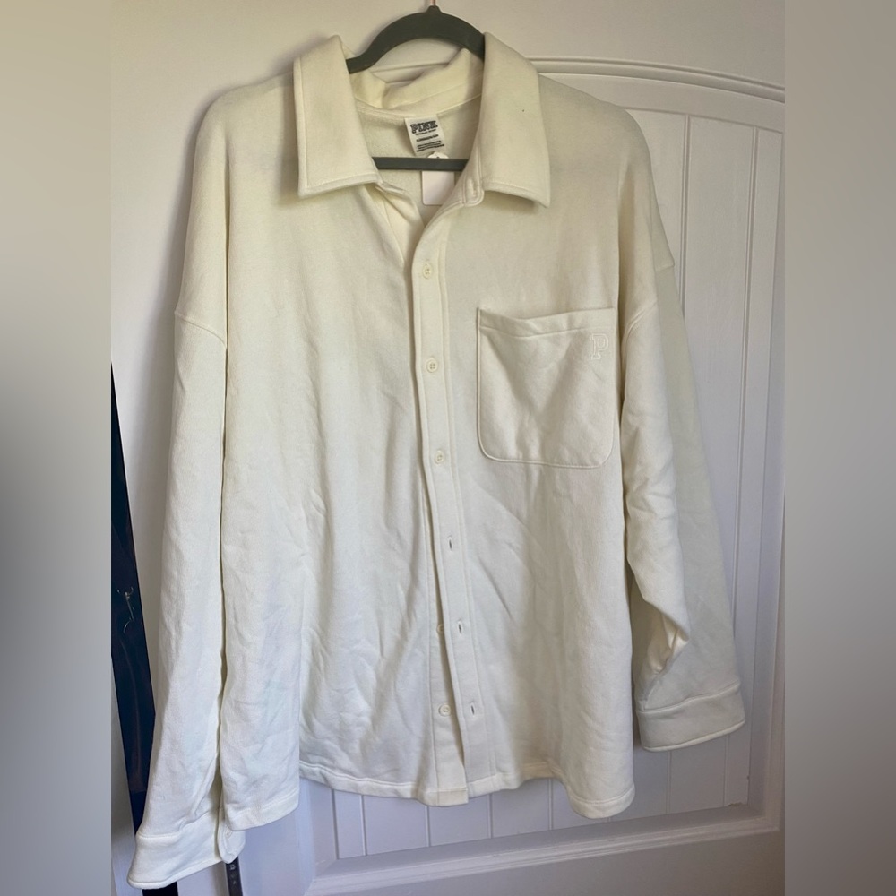 Pink by Victoria’s Secret White Fleece Shacket